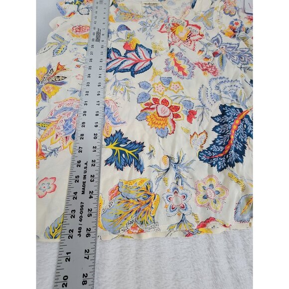 Cynthia Rowley Womens Floral V-Neck Ruffle Sleeve Top Blouse 2X Lightweight NWOT - Picture 8 of 8